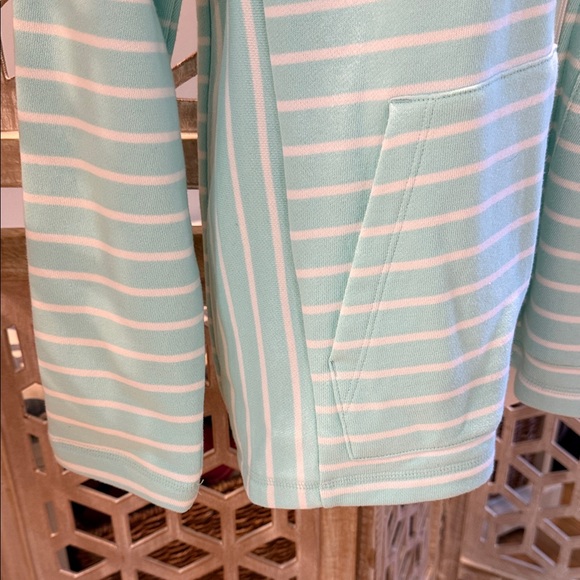 T by Talbots Mint Blue Striped Full Zip-Up Jacket size Medium - Picture 5 of 12